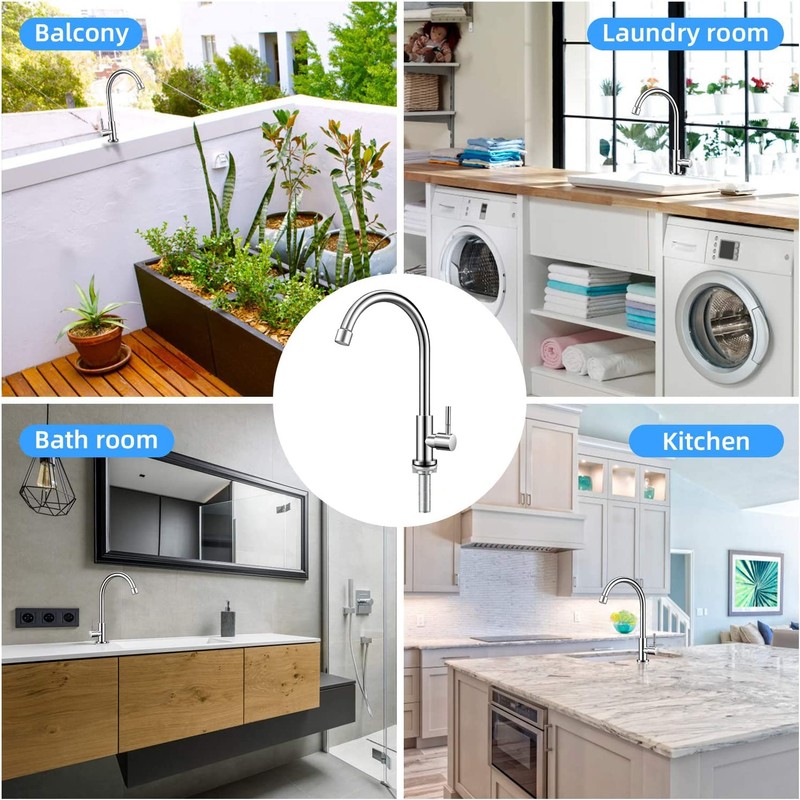 Cold Water Faucet Only,Single Handle Single Hole Cold Water Kitchen