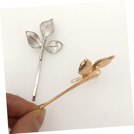 Mikinona Alloy Leaf Shaped Hairpins Manmade Pearls Chic Hair Accessories for Women and Girls for Daily Wear and Parties and Gun