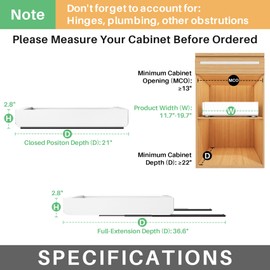 2 Packs Pull out Cabinet Organizer, Expandable(11.7"-19.7") Heavy Duty Slide out Drawers Fixed with Adhesive Nano Film for Pots, Roll out Shelf Storage for Kitchen Base Cabinet Organization