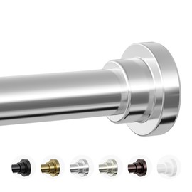 Mcrbeay Shower Curtain Rod, 1" Diameter Heavy Duty Tension Shower Rod, Non Slip Adjustable 28-102 inch No Drilling Shower Curtain Rods Spring Tension For Bathroom, Shower Stall, No Rust, Silver