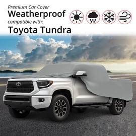 Car Covers Weatherproof Max Truck Cover & Warranty Compatible with Toyota 2020-2020 Tundra Double Cab ~5.5' & Shell– Outdoor Cover, Prevents Theft with Cable Lock