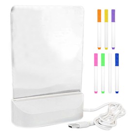 NHQZ LED Note Board with Colours, Acrylic Note Board with 7 Colours Pen, LED Board, LED Painting Board Children, Transparent Luminous LED Writing Board, Wipe-Clean, Notepad, Writing Board, Memo (13.5
