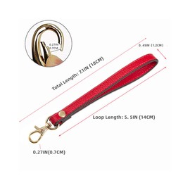 Yzks Wristlet Strap, Genuine Leather Keychain Wristlet KeyChain Hand Strap for Wallet Purse Clutch Cellphone Keychains Key (4 Red A)