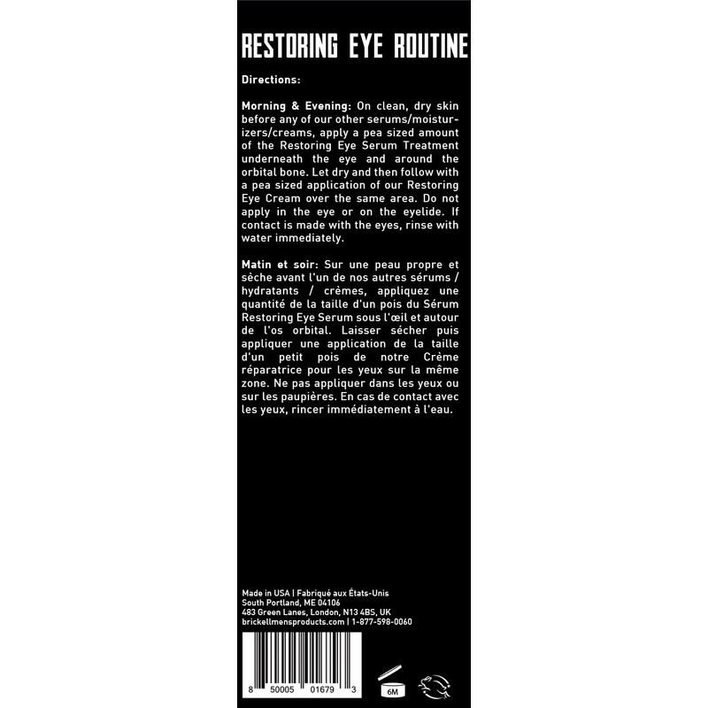 Brickell Men's Restoring Eye Routine for Men, Eye Serum and