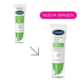 CETAPHIL® Hidratante Facial Diario FPS 50 50 ml | Hidratación por 8 Horas + Protección Solar UVA/UVB | Con Glicerina y Vitamina E | Piel Mixta, Grasa y Normal