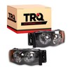 TRQ 2 Piece Headlight Assembly Set Halogen Black Bezel Driver