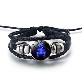 Rozozo Black Twelve Zodiac Spirit Bracelet - Adjustable Leather Bracelet Jewelry Accessory for Zodiac Enthusiasts - Scorpio