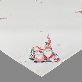 Tablecloth Table Runner Table Cloth Cushion Cover Christmas Wool White Embroidered with Red Gnome Men (85 x 85 cm)