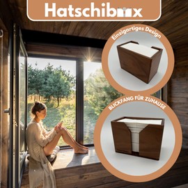 Hatschibox Walnut Wood, Handkerchief Box - Stylish Tissue Box, Refillable Tissue Box (Walnut Wood)
