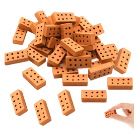 50 Stück Mini Ziegelsteine,Mini Ziegel,Minibricks für DIY Miniaturbausteine Bauen Puppenhaus Garten Dekoration,Ziegelsteine Zum Mauern, Miniaturziegelsteine, Simulation Ziegel, Modellbau Steine