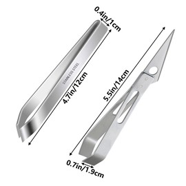 HAOBIN Set of 2 Stainless Steel Herringbone Tweezers for Removing Fish Bones, Pork Feathers and Chicken Feathers (Silver)