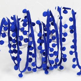 18 Yards Pompom Size 12mm/0.47 inch（Blue） Small Round Ball Fringe Trim DIY Craft Sewing Accessory for Home Curtain Clothes Pillow Decoration(Blue -18Yards)