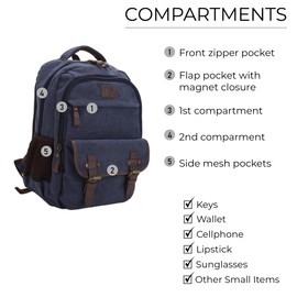 JESSIE & JAMES Alpine CCW Lock and Key For Men Women Outdoors Backpack - Navy