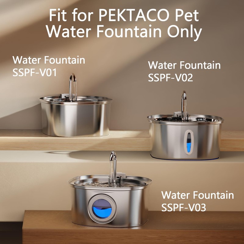 PEKTACO Cat Water Fountain Filters Replacement & Pre-Filter Sponges for