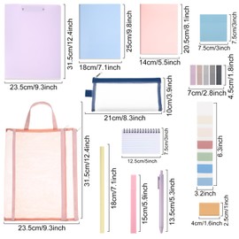 54 Pieces Aesthetic School Supplies Including Pastel Highlighters Document Bags Pencils Notebooks Pencil Pouch Ink Pens Sticky Notes Erasers Back to School Stationary Kit Supplies(Macaron Color)