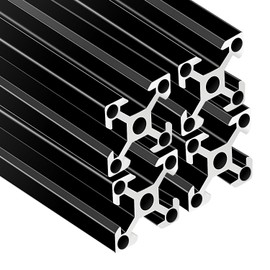 4 Pcs 200mm Aluminum Extrusion 4 Hole V Slot 2020 European Standard Anodized Profile Frame Machine for 3D Printer Parts Linear Rail CNC DIY Equipment, Electrophoresis Black,