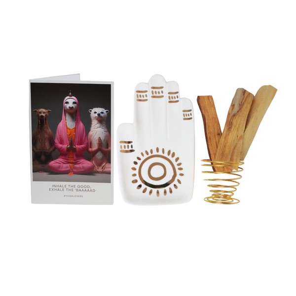 Palo Santo Cleansing Kit with Ceramic Holder, Set of 3