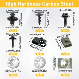 180 Piece Body Screws Set + Mounting Clips, Car Body Undertray Fender Screws, Car Tin Nut Screw Nut Clip Kit, Metal U Type Mounting Clip for Car Bumper, Undertray