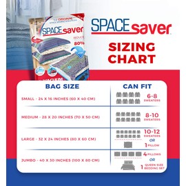 Spacesaver Premium Vacuum Storage Bags. 80% More Storage! Hand-Pump for Travel! Double-Zip Seal and Triple Seal Turbo-Valve for Max Space Saving! (Large 5 Pack)