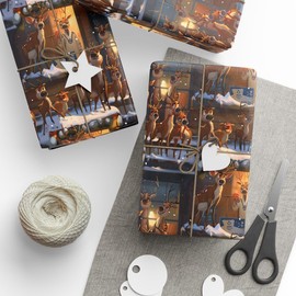 Reindeer & Vet Wrapping Paper Christmas Veterinary Staff Dog Lovers Exclusive Graphic Veterinarian Animal Tech Nurse Assistant Gift Wrap Present Gift Clinic Rescue Pet Lover (30" x 72")