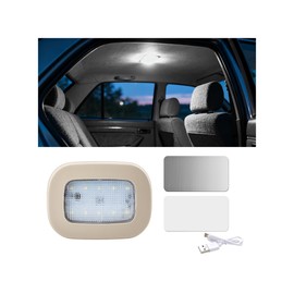 Car Interior Ceiling Roof Light, Magnetic Wireless LED Vehicle Dome Lamp with USB Rechargeable, Automotive Interior Linghting Accessories, Universal for Motorhome RV Camper (Beige)