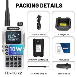 (2nd Gen) TIDRADIO H8 GMRS Handheld Radio with Bluetooth Programming, Repeater Capable, NOAA Weather, Dual Band Long Range Two Way Radios, Walkie Talkies with 2500mAh Rechargeable Battery-2Pack - Style: 2 PACK-Crystal