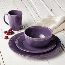 Rachael Ray Cucina Dinnerware 16-Piece Stoneware Dinnerware Set, Lavender Purple