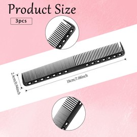 3Pcs Cutting Combs Carbon Fine Comb for Hair Stylist, Haircutting Carbon Fiber Combs Professional Heat Resistant Comb Barber Comb All Purpose Combs Medium and Fine Tooth for Man Woman Clipper Cuts