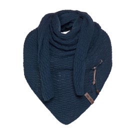 KNIT FACTORY - Jaida Triangular Scarf - Women's Knitted Scarf with Wool - High Quality - XXL Scarf - 190 x 85 cm, jeans colour