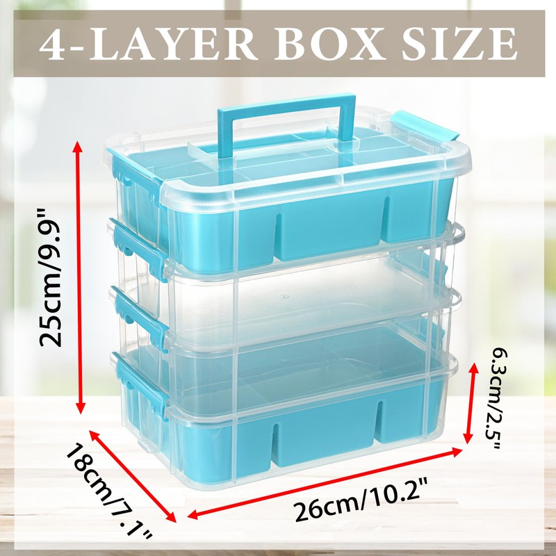 IGNPION Stackable Storage Box, 4 Layer Adjustable Plastic Storage Box