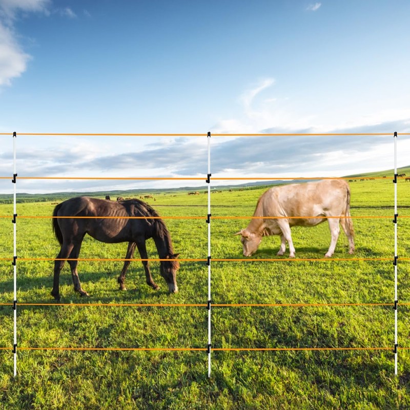 60'' Fiberglass Electric Fence Posts with Double Spikes for Animals,