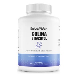 Colina E Inositol 1200mg Por Porción (2 al Día) - 180 Cápsulas - 600mg De Colina Y 600mg De Inositol - S&V - 90 Días De Suministro - Sin OMG, Sin Gluten