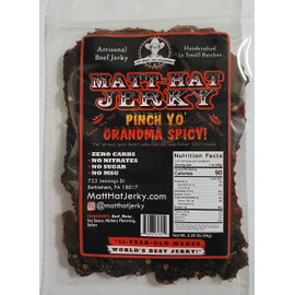 Matt-Hat Pinch Yo Grandma Artisanal Beef Jerky made with Soy Sauce, Hickory Flavoring & Premium Beef - Low Carb & Gluten Free with No Added Sugar, Nitrates or MSG 2 oz. Bags