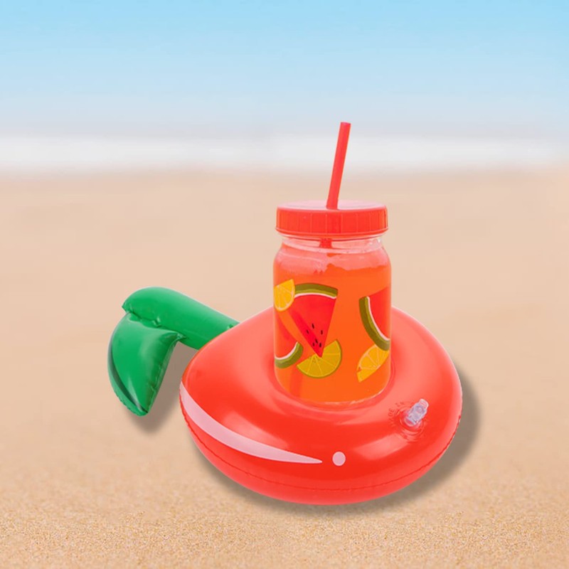 6 Pack Inflatable Cherry Drink Holder, LIYDE Drink Floaties Floating