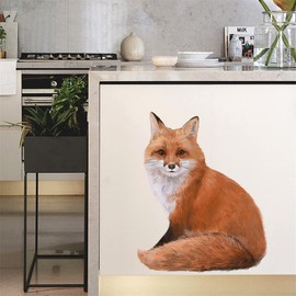 ROFARSO Lifelike Cute Lovely Red Fox Animal Wall Stickers Removable Wall Decals Peel and Stick Wall Art Decorations Home Decor for Kid Nursery Baby Bedroom Living Room Playing Room Mural
