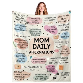 New Mom Blanket Gifts for First Time Mother with Mom Daily Affirmations Messages, New Mommy for Women Soft Blanket Throw, Mommy Care Package After Baby, Postpartum Present for Mama
