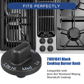 Reyhoar 4 Pcs 71001641 Cooktop Burner Knob, Range Burner Control Knob Fit for Jenn Air Downdraft Cooktop/Range/Stove