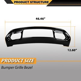 CNNELL Bumper Grille Bezel Fascia Applique Compatible with Jeep Grand Cherokee 2016-2021 Glossy Black 68310779AA