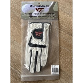University Golf Virginia Tech University Left Hand Regular Golf Glove White - Mens Size Large