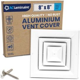 8x8 Inch (Duct Opening) Air Vent Cover - 4-Way AC & Ceiling Register Vent Cover with Extruded Aluminum Core HVAC Ceiling Diffuser - Air Conditioner Grille with Opposing Blades Damper by ACLAMINAIRE