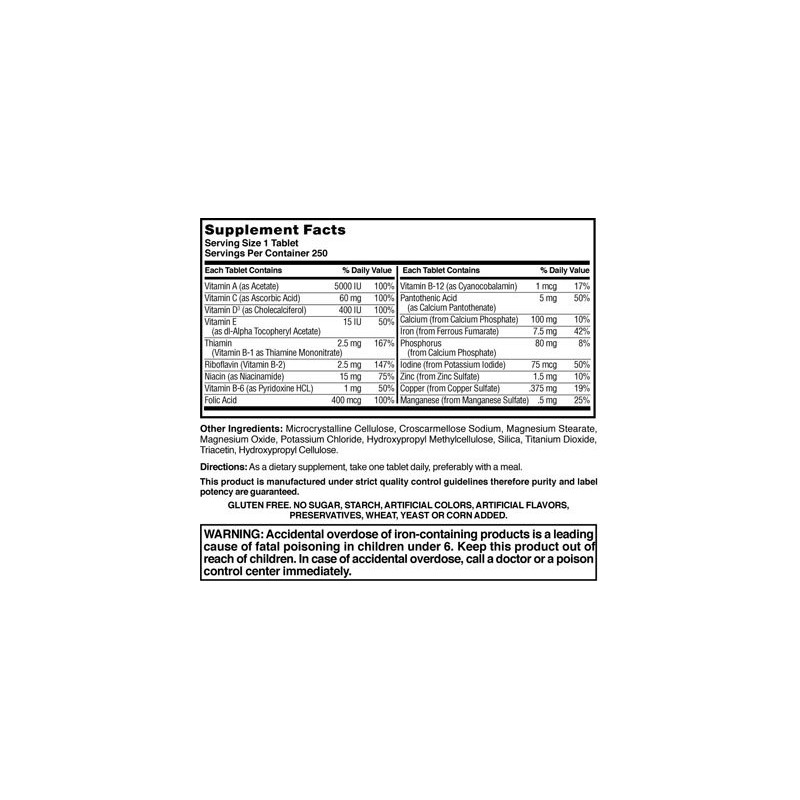 NAT B MULTIVITAMIN & MIN TB 250