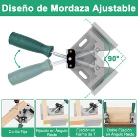 ADILIKADII Abrazadera de Ángulo Recto de 90 Grados, Juego de 2 Prensa Esquineras con Mandíbula Ajustable, Herramienta Cuadrada de Sujeción para Marcos De Fotos Carpintería Estanterías Armarios Soporte