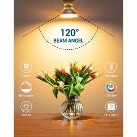 DEWENWILS GU10 Light Bulbs, Dimmable GU10 LED Bulb, 5W Equivalent 50W 2700K Soft Warm Light Bulbs, Replacement for Track Lighting, 120° Flood Beam for Kitchen, Range Hood, Living Room, Bedroom, 6 Pack