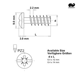 LIKERAINY Steel Euro Screws 6.4 x 12 mm Furniture Fasteners with Threaded Bore Diameter 5 mm Special Fixing Screw for Cupboard Cabinet Hinges Pan Head Machine Screw 200 Pcs
