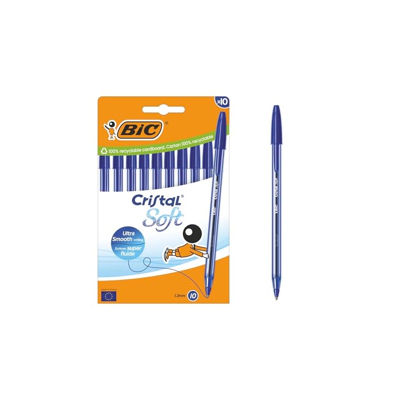 Bic Cristal Soft Ballpoint Pen - Medium Tip (1.2mm) with