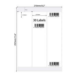 ADHES Printable Lables 1-2/5"x 2-3/5"(25.4mm*65.9mm) Direct Thermal Labels, 100 Sheet Address Label for Printer, Compatible with Thermal Printer, Office Paper for Barcodes, Per Sheet 30 Labels