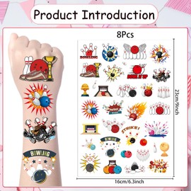 Yoyuspy Bowling Temporary Tattoos Kids - 200+ Bowling Birthday Party Supplies Favors Decorations Bowling Fake Face Tattoos Sports Bowls Themed Tattoos Gifts Rewards School Classroom