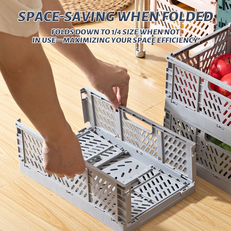 Ksvaye Pack of 4 Small Folding Boxes, Foldable Sturdy Plastic