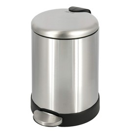 GLAD Small Trash Can, 1.2 Gallon | Round Stainless Steel Garbage Bin with Soft Close Lid & Step Foot Pedal | Metal Waste Basket with Removable Inner Bucket, Stainless