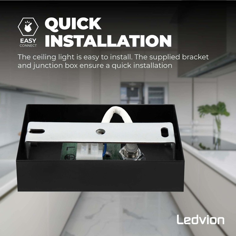 Ledvion LED Ceiling Spotlight Black 1-Light, Dimmable, 5W, 2700K, Tilt,
